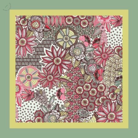 Twill flowers mint foulard - Souvenirs de Pomme