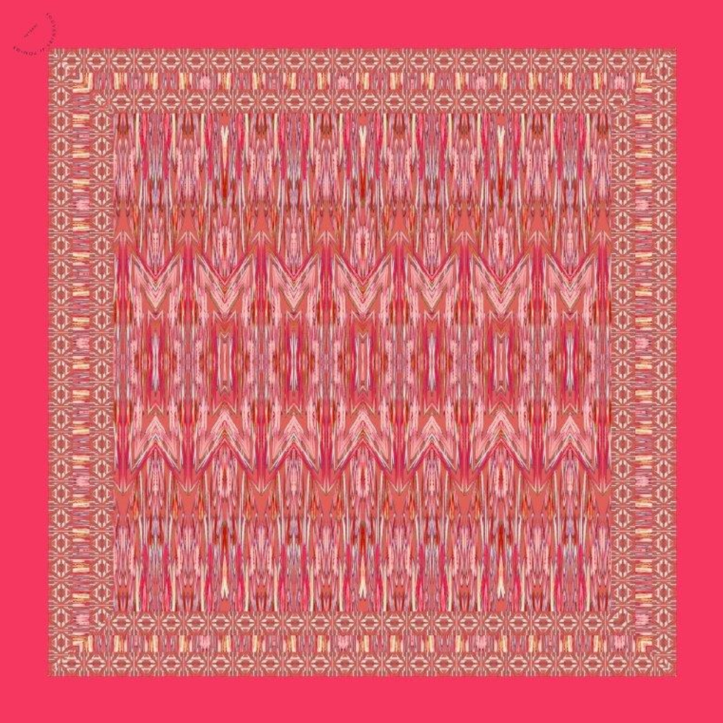 Twill zigzag coral foulard - Souvenirs de Pomme