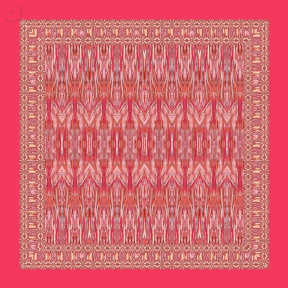 Twill zigzag coral foulard - Souvenirs de Pomme