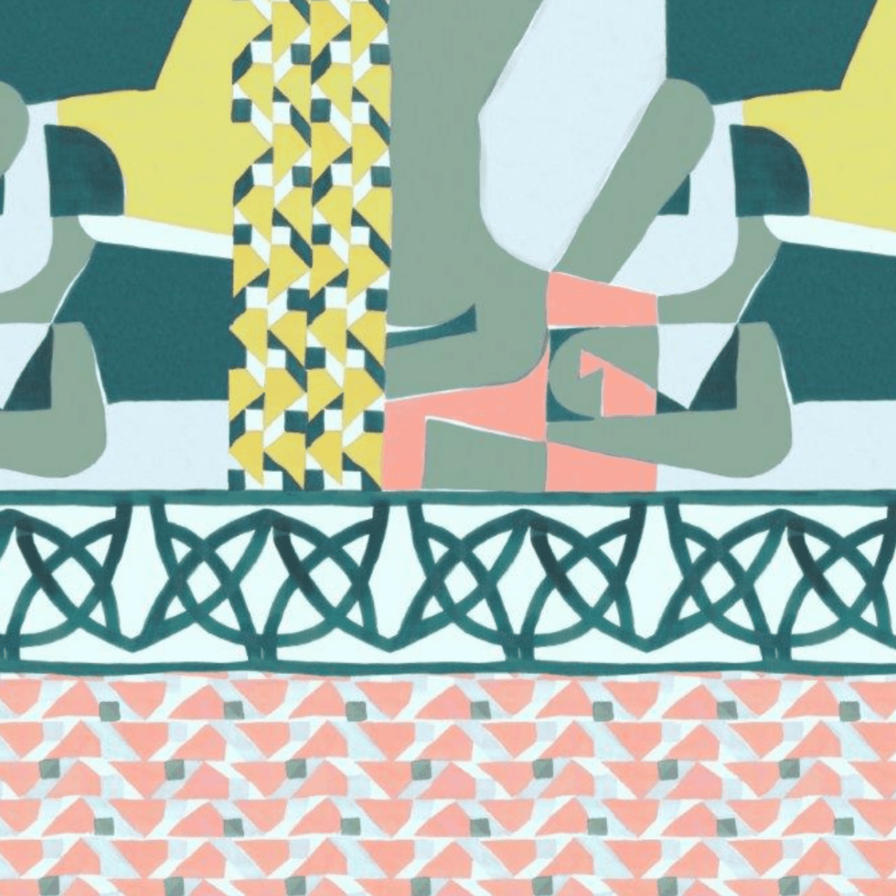 Twill tile mint foulard - Souvenirs de Pomme