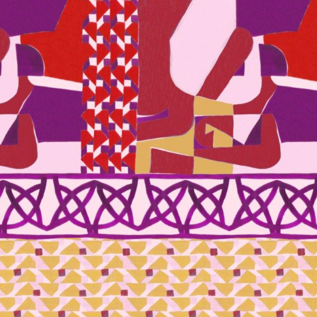 Twill tile purple-red foulard - Souvenirs de Pomme