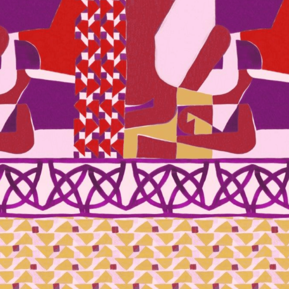 Twill tile purple-red foulard - Souvenirs de Pomme