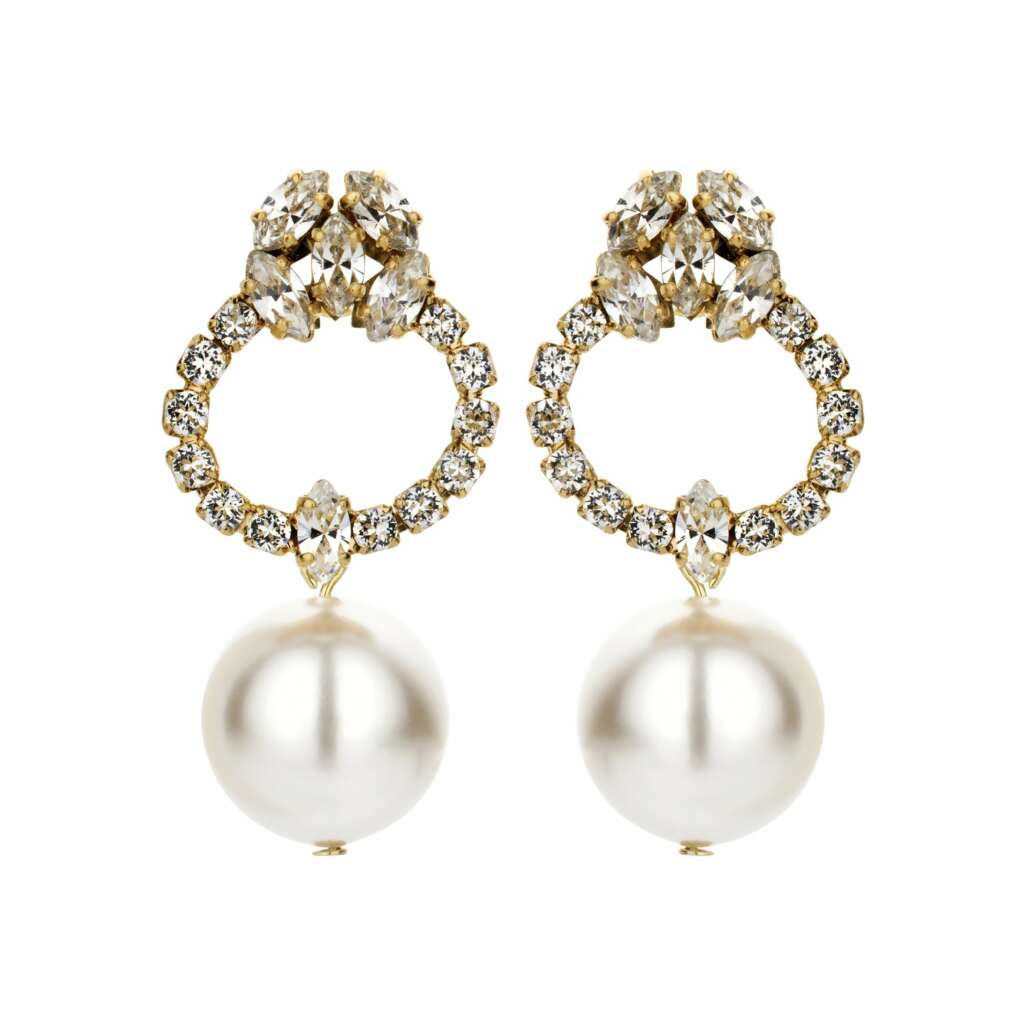 Bridal earring rinestones pearl - Souvenirs de Pomme