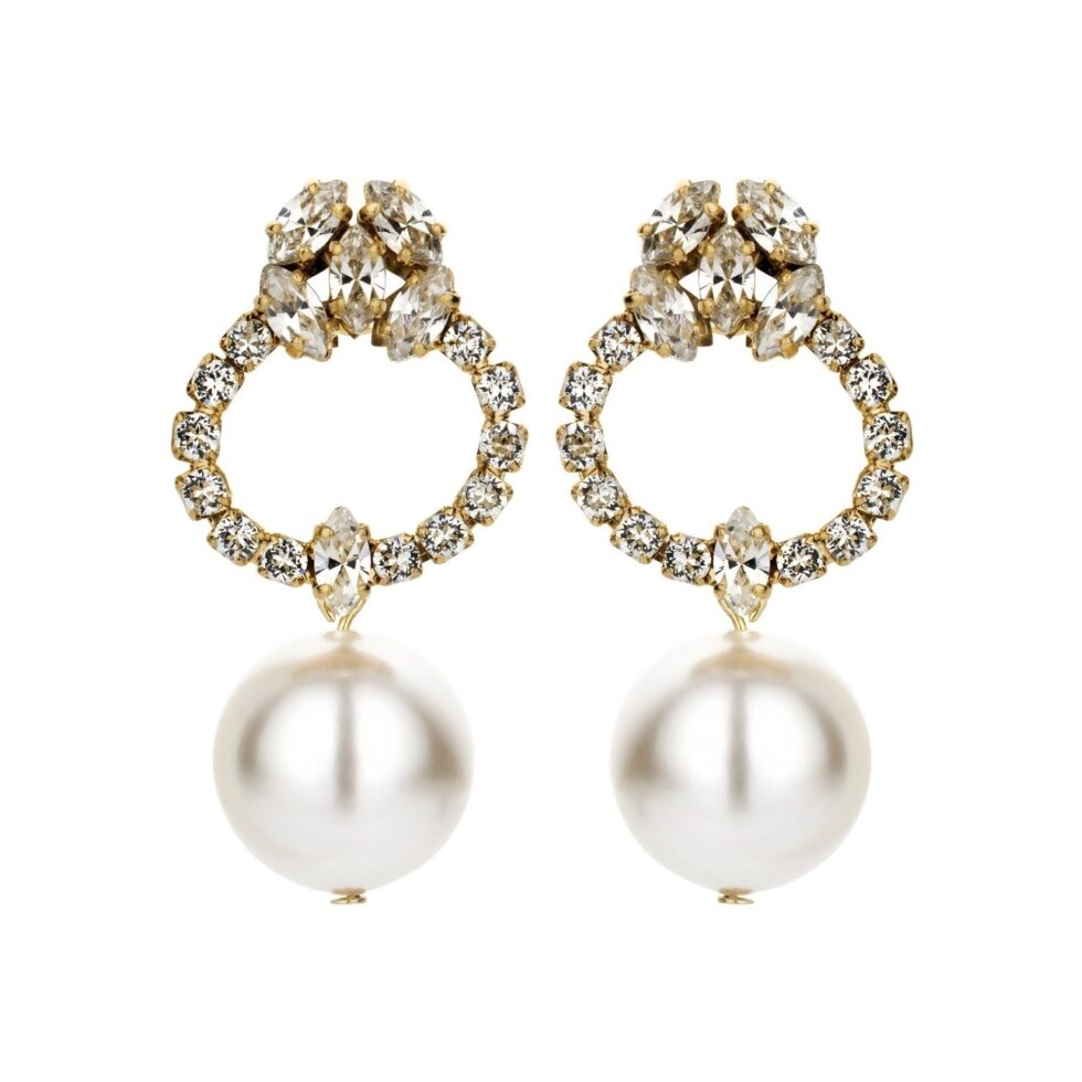 Bridal earring rinestones pearl - Souvenirs de Pomme