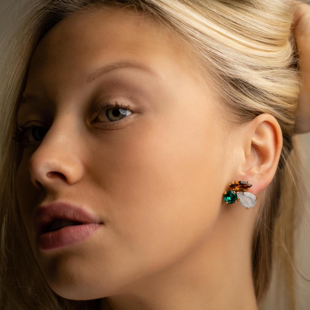 Cleo shortie green mix earrings