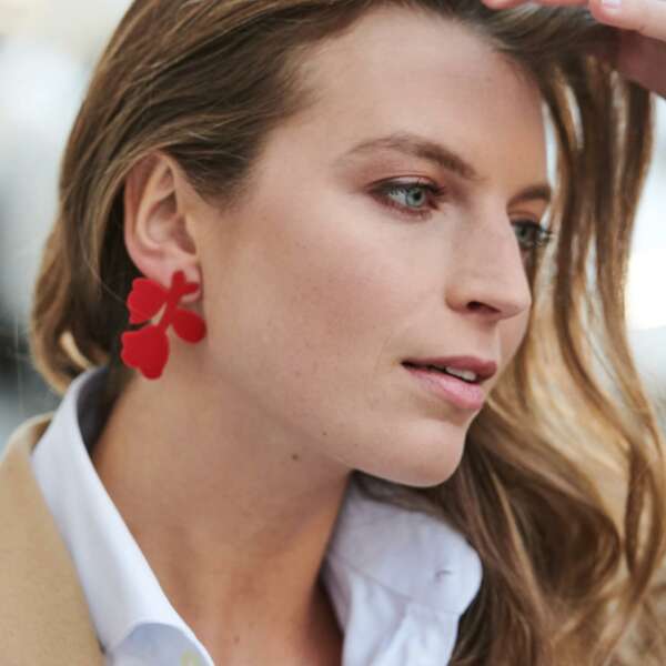 Megane statement earring red velvet - Souvenirs de Pomme