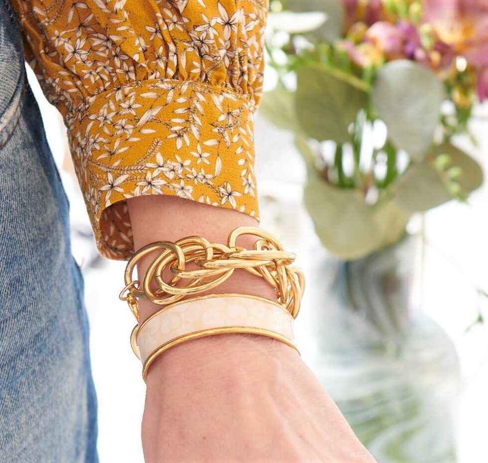 Large snake statement bracelet gold - Souvenirs de Pomme