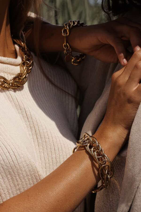 Large snake statement necklace gold - Souvenirs de Pomme