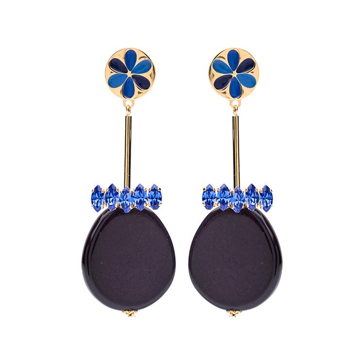 Peru enamel blue earrings - Souvenirs de Pomme