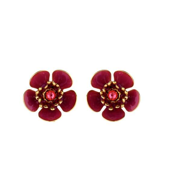 Gina mini enamel flower fraise earrings - Souvenirs de Pomme