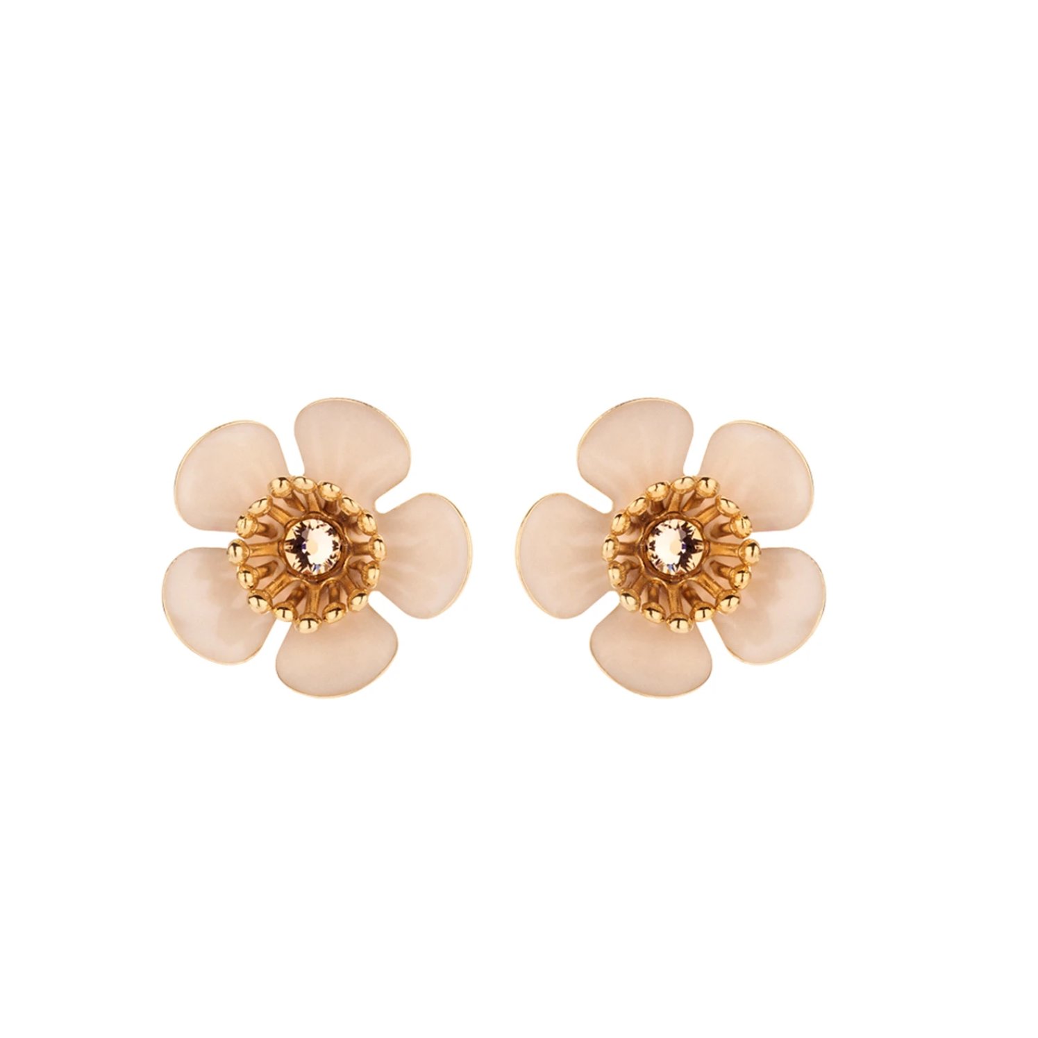 Gina mini enamel flower nude earrings - Souvenirs de Pomme
