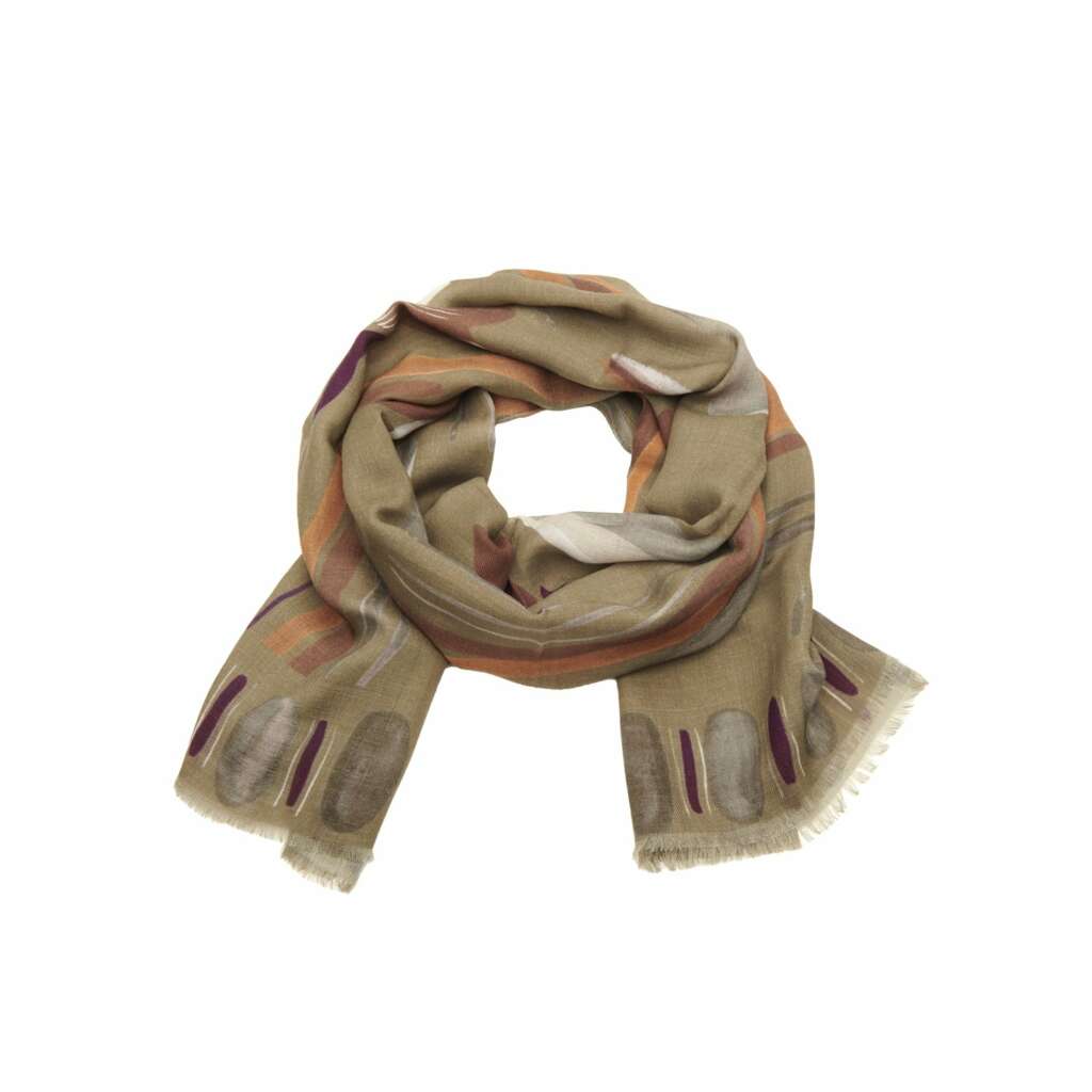 Scarf twill wool khaki mix
