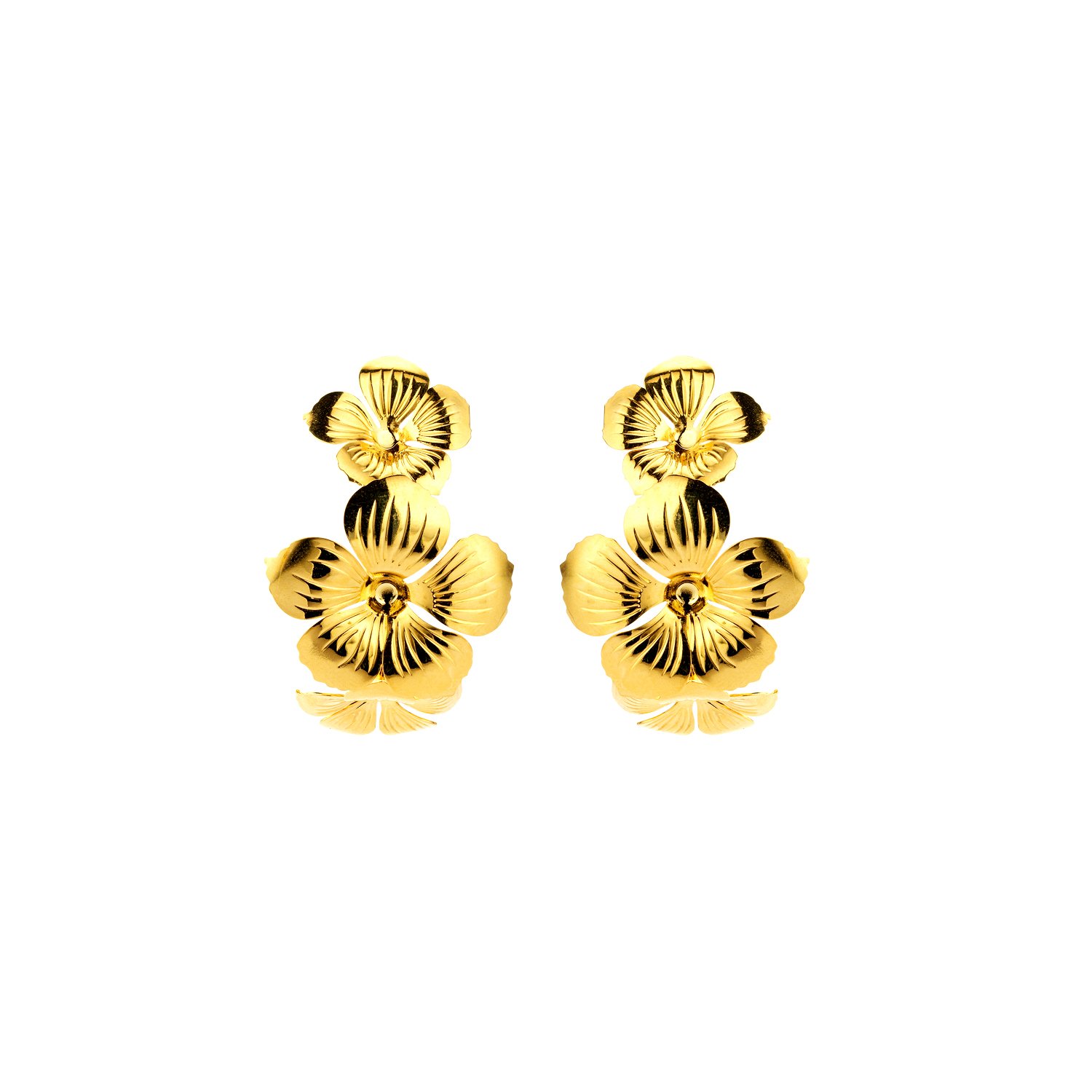 Floral hoop gold earrings - Souvenirs de Pomme