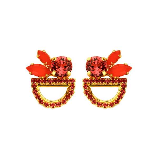 Moon shortie red earrings - Souvenirs de Pomme