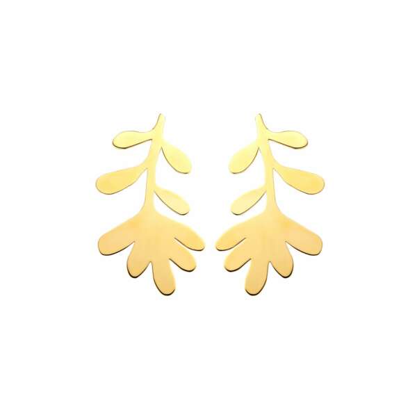 Coral large gold earrings - Souvenirs de Pomme