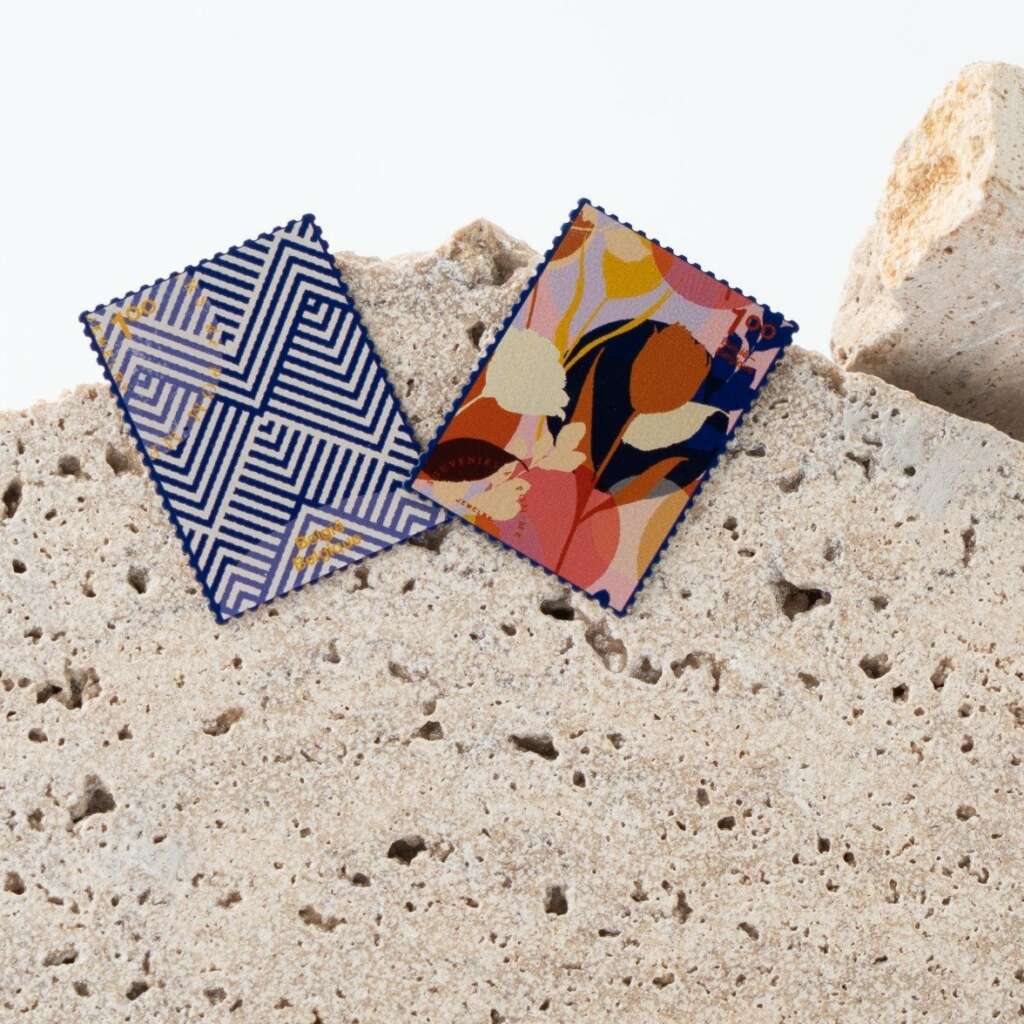 Memory stamp navy mix earrings