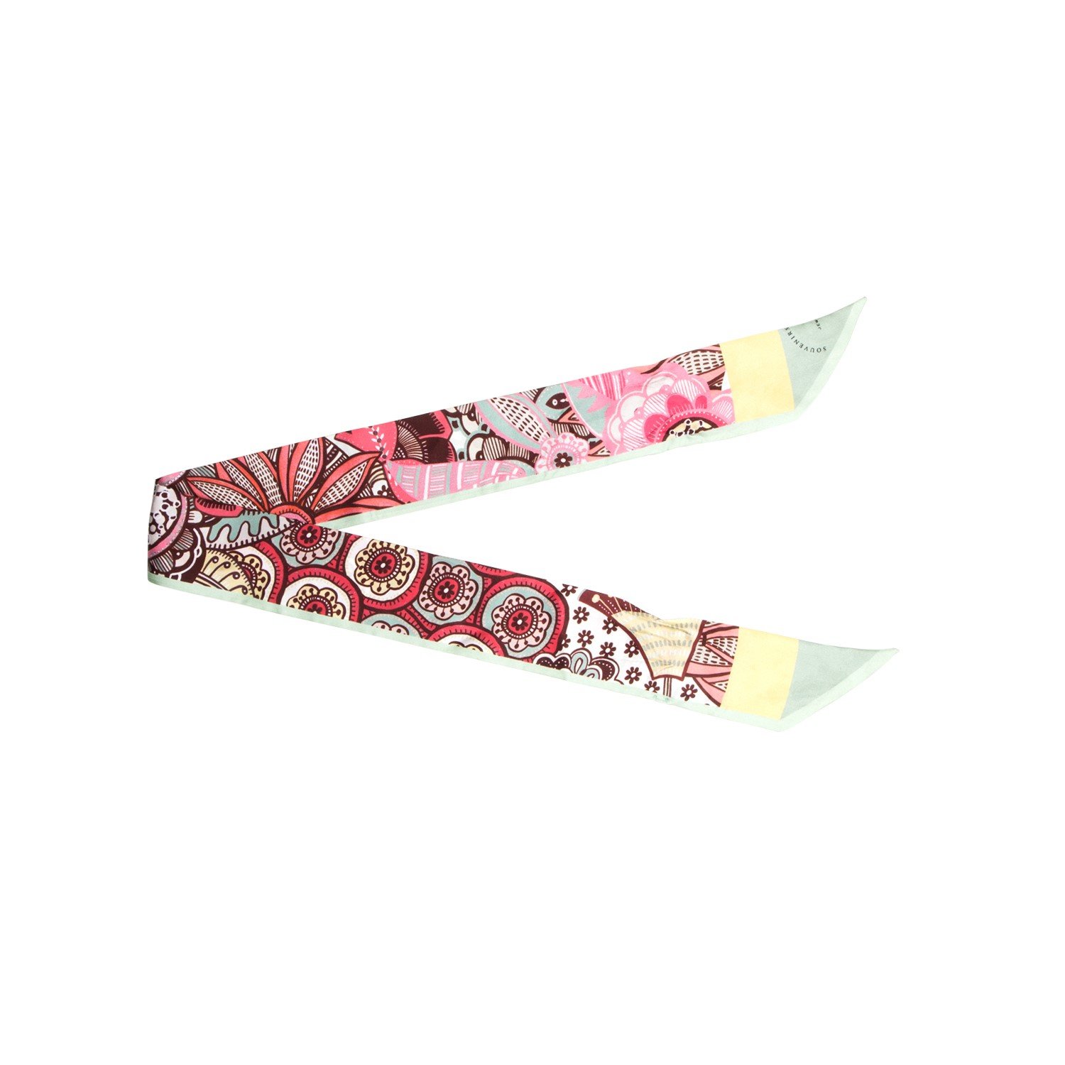 Twill flowers mint ribbon - Souvenirs de Pomme