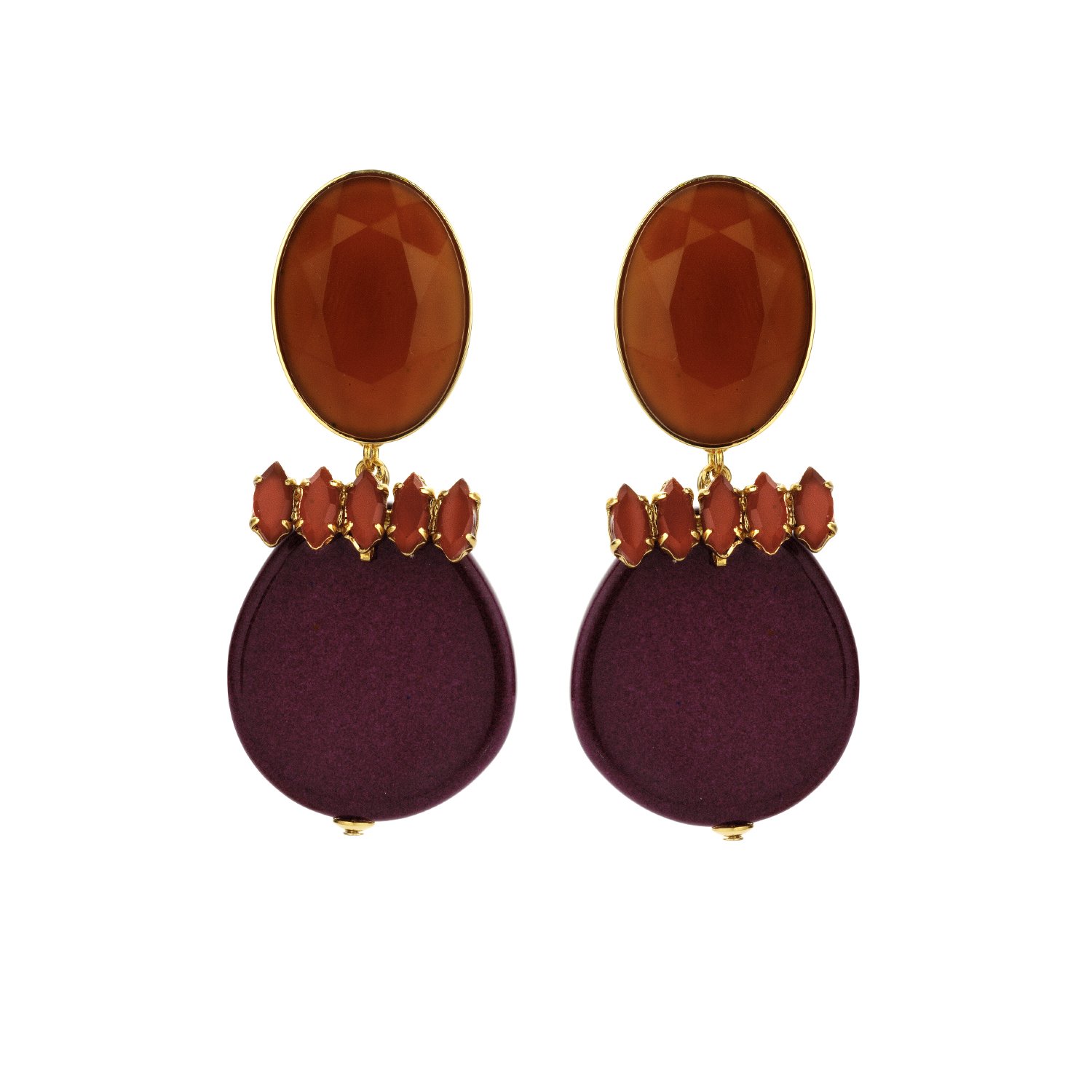 Navette statement aubergine mix earrings