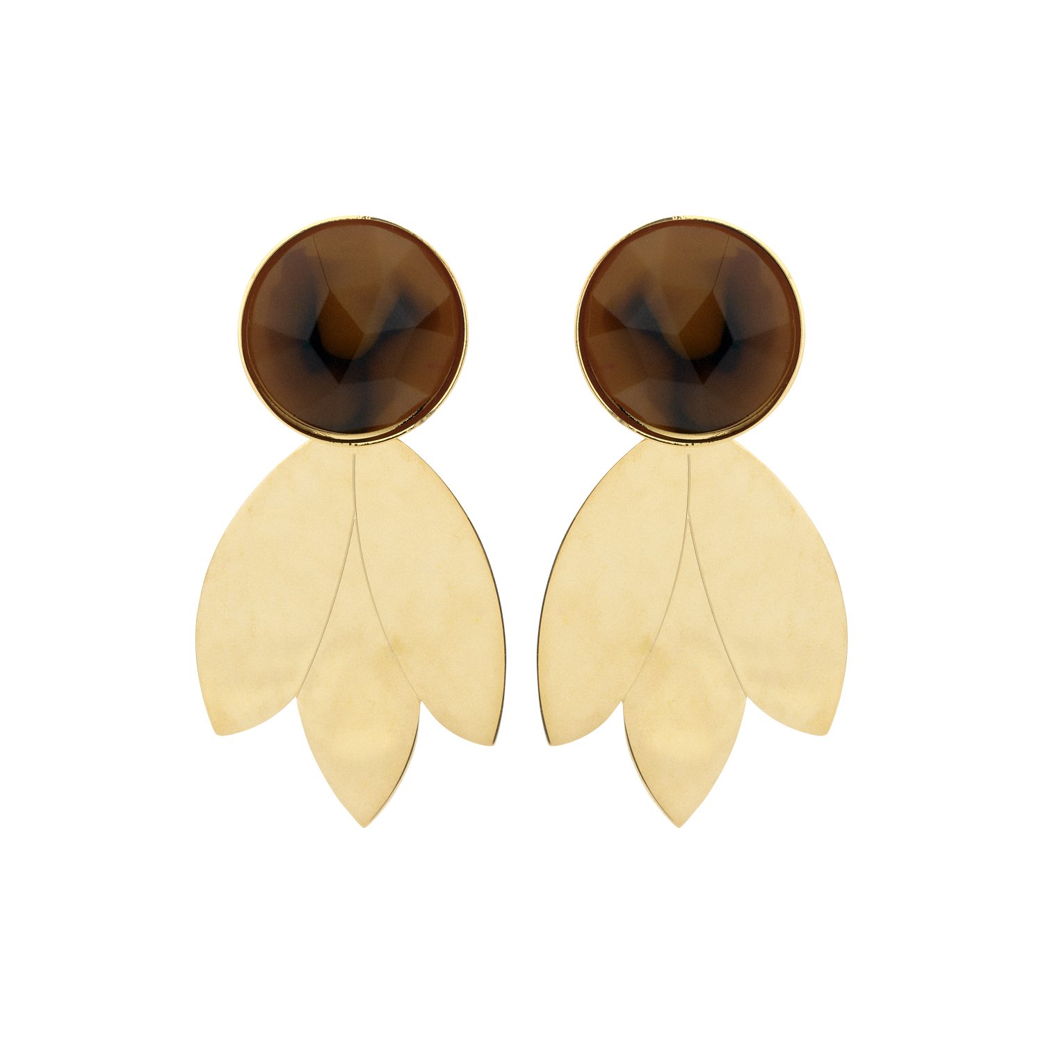 Leaf shorty cognac mix earrings