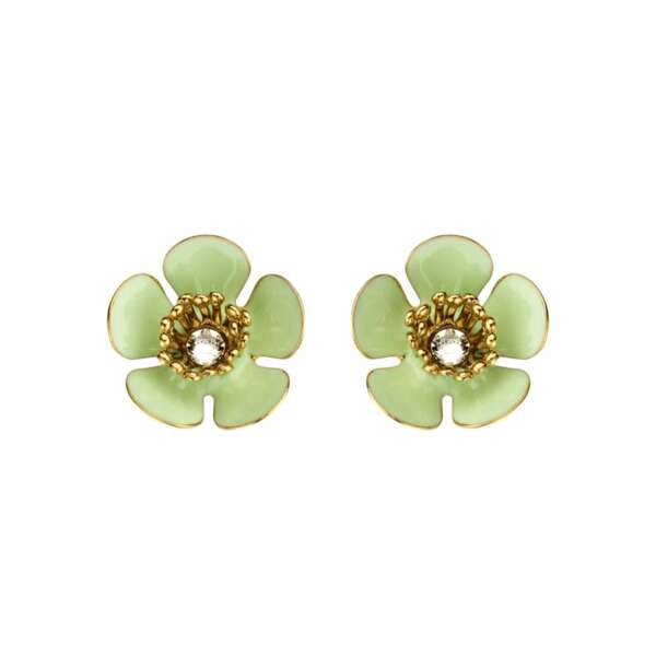 Gina mini enamel flower mint earrings - Souvenirs de Pomme