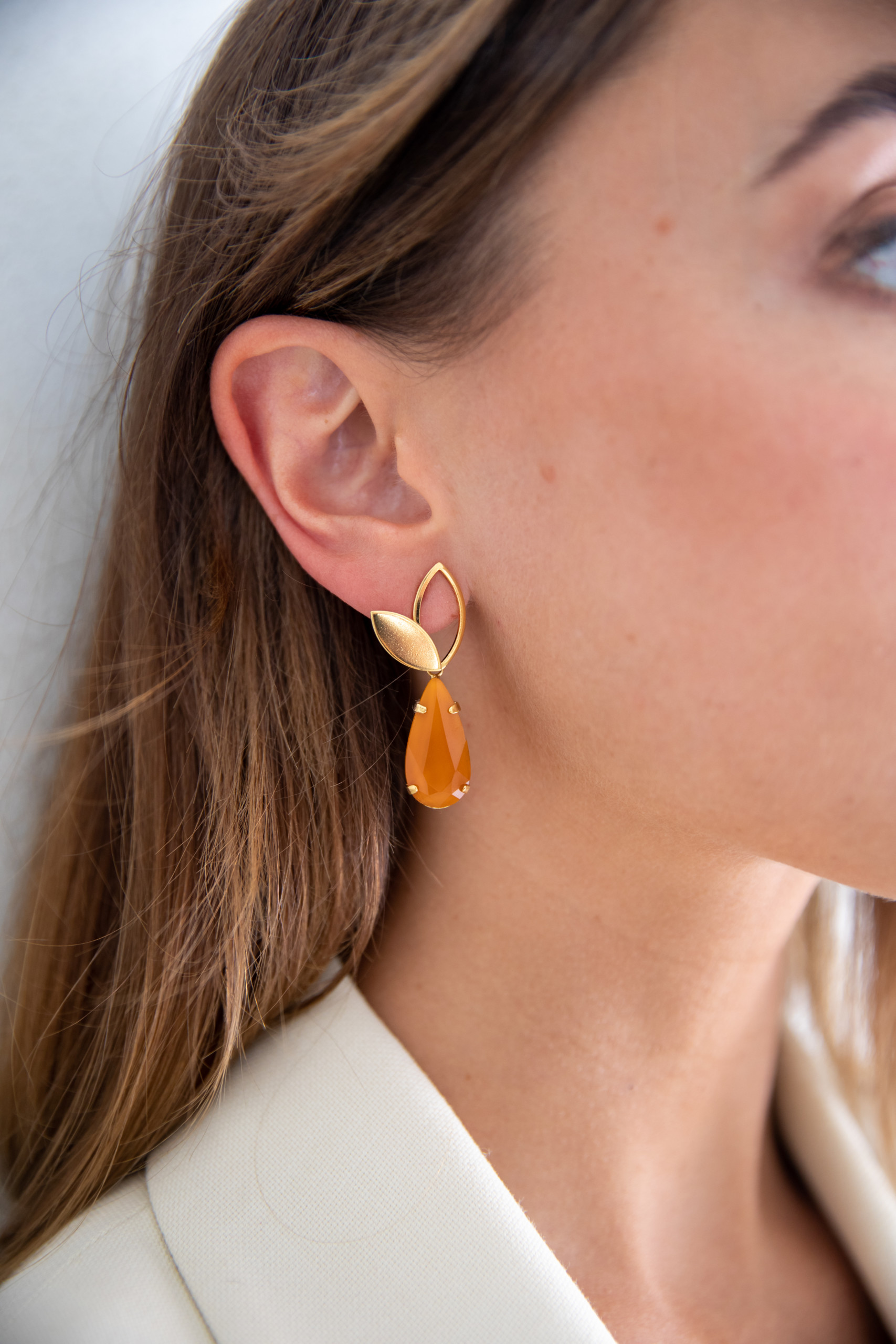 Iris rust cognac gold earrings