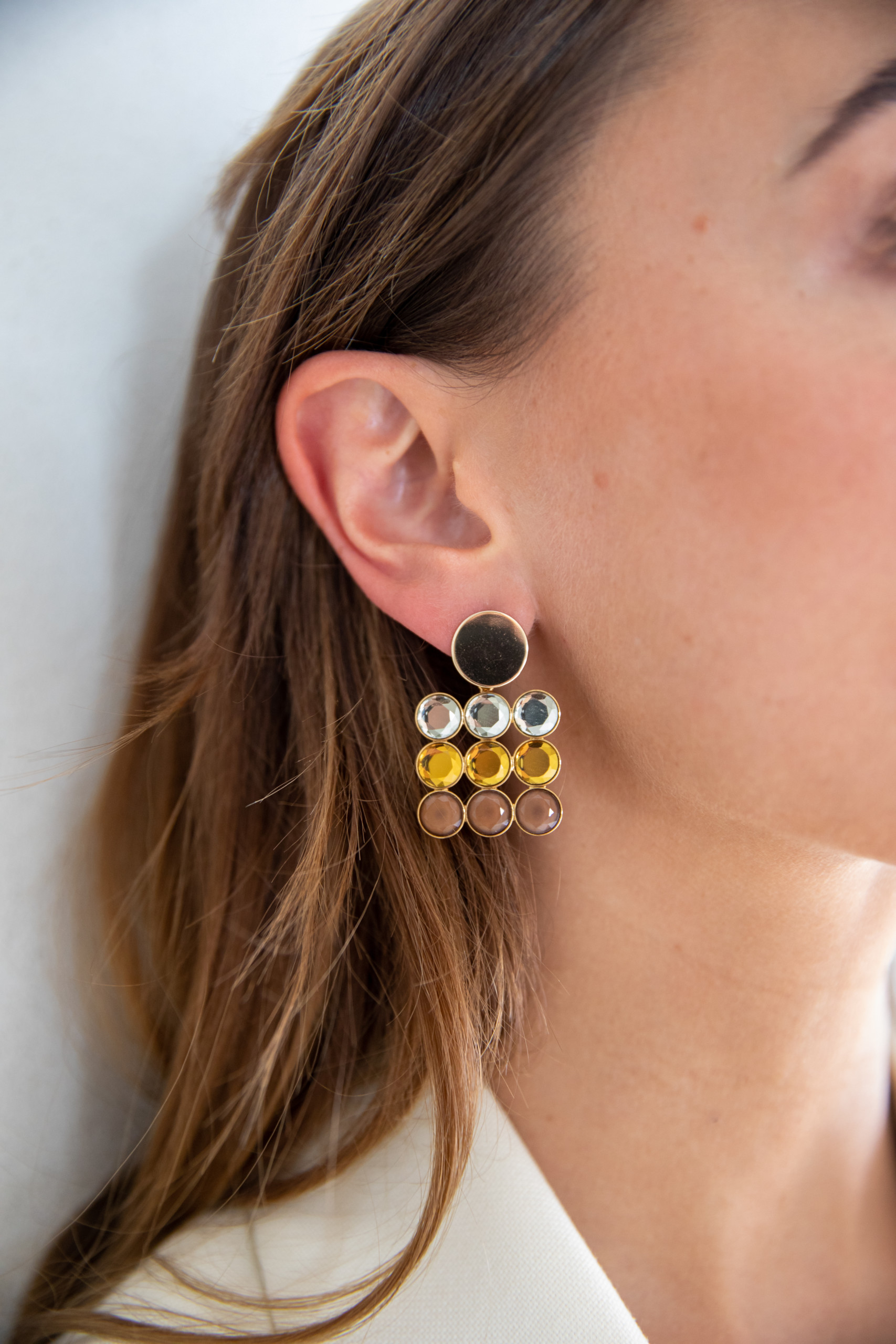 Stella mustard mix gold earrings