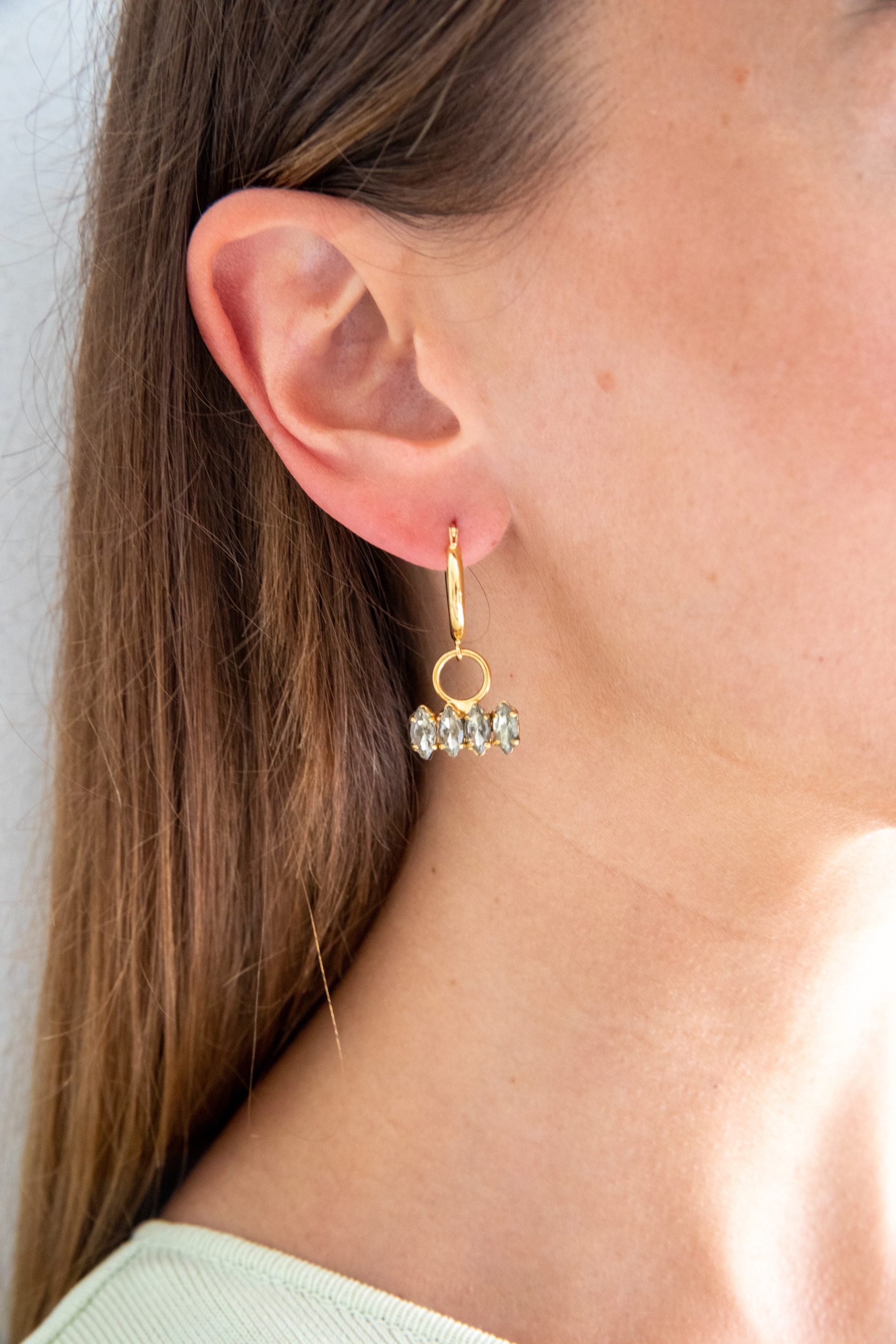 Hoop SINGLE navette crystal swarovskie earring