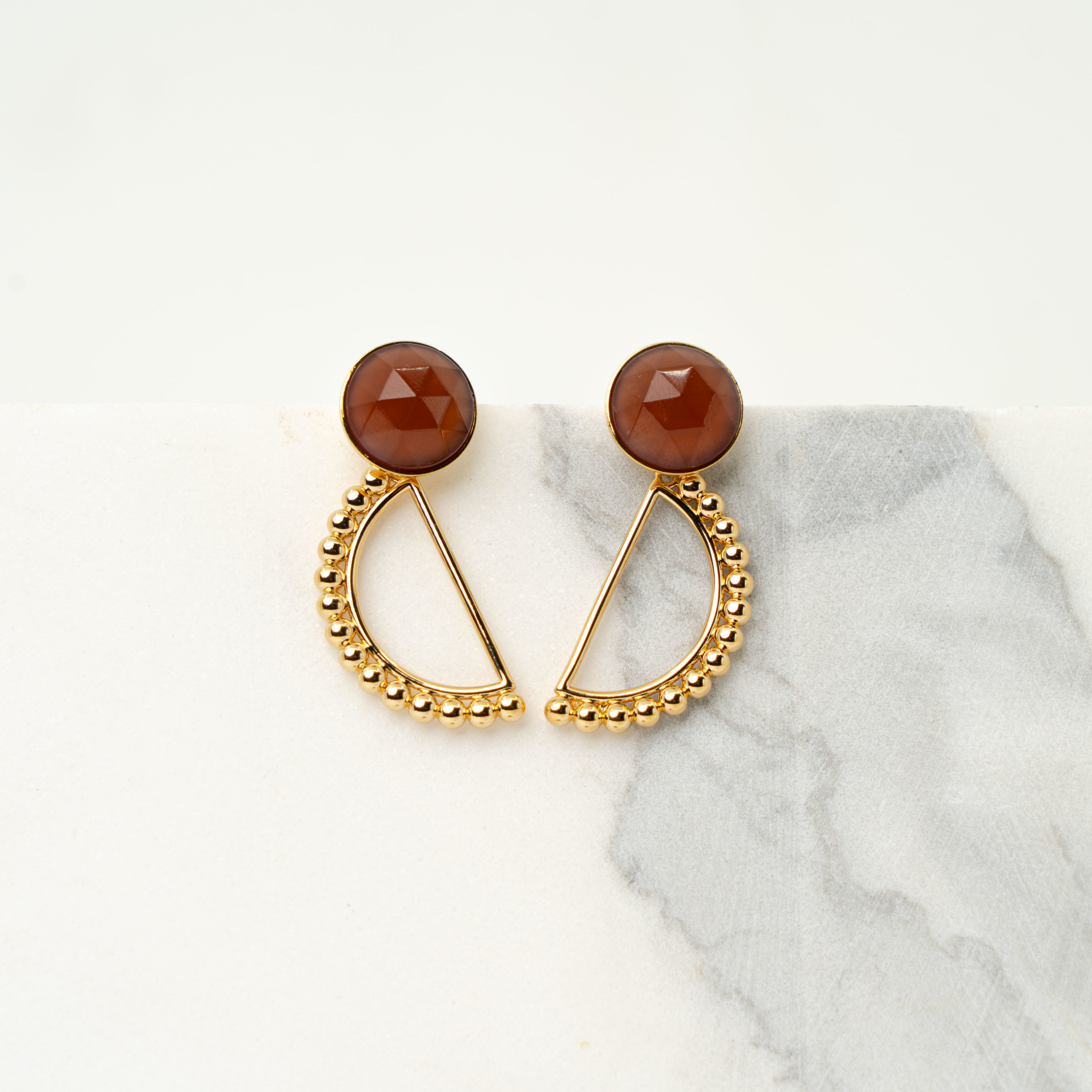 Luna rust orange gold earrings
