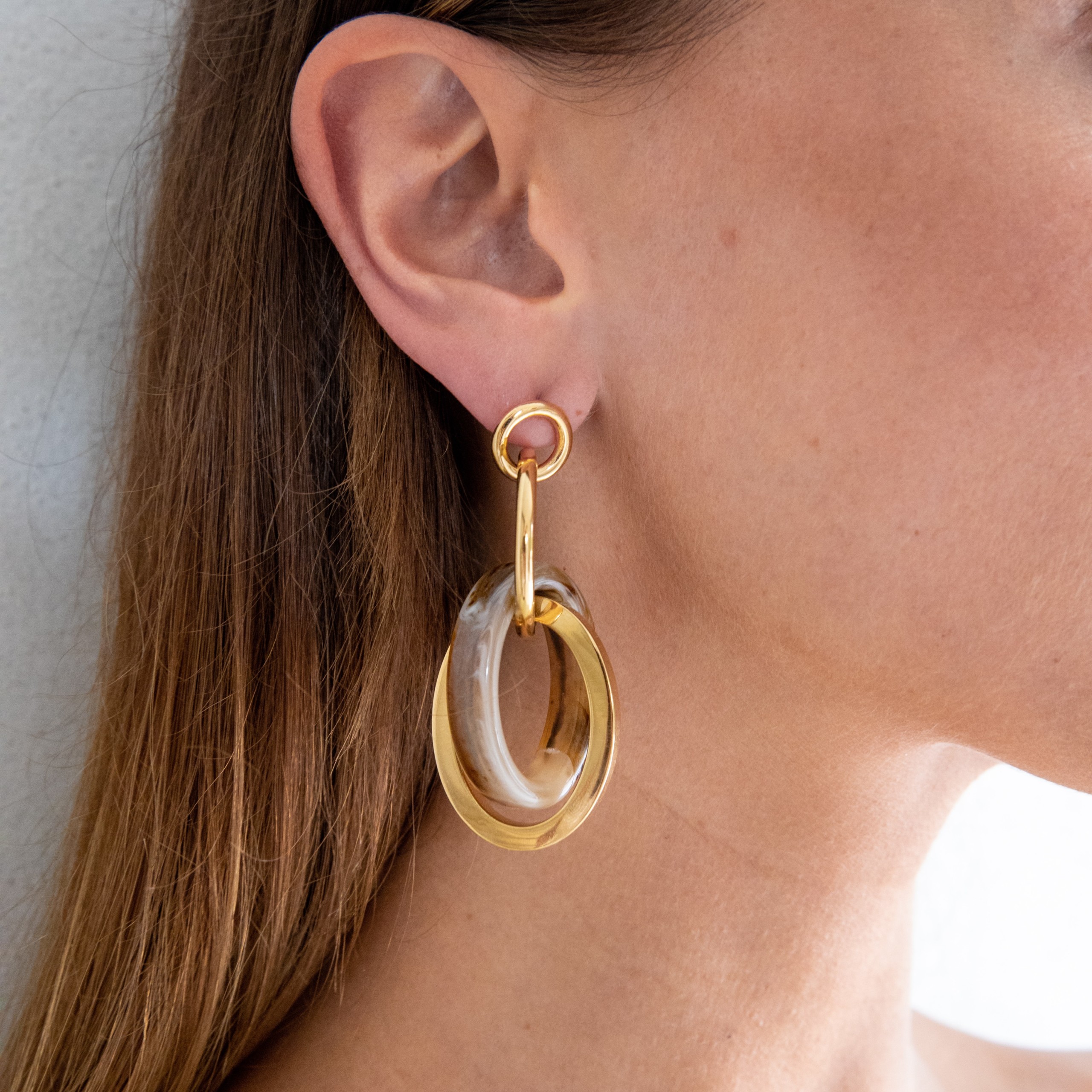 Allegra light brown gold earrings