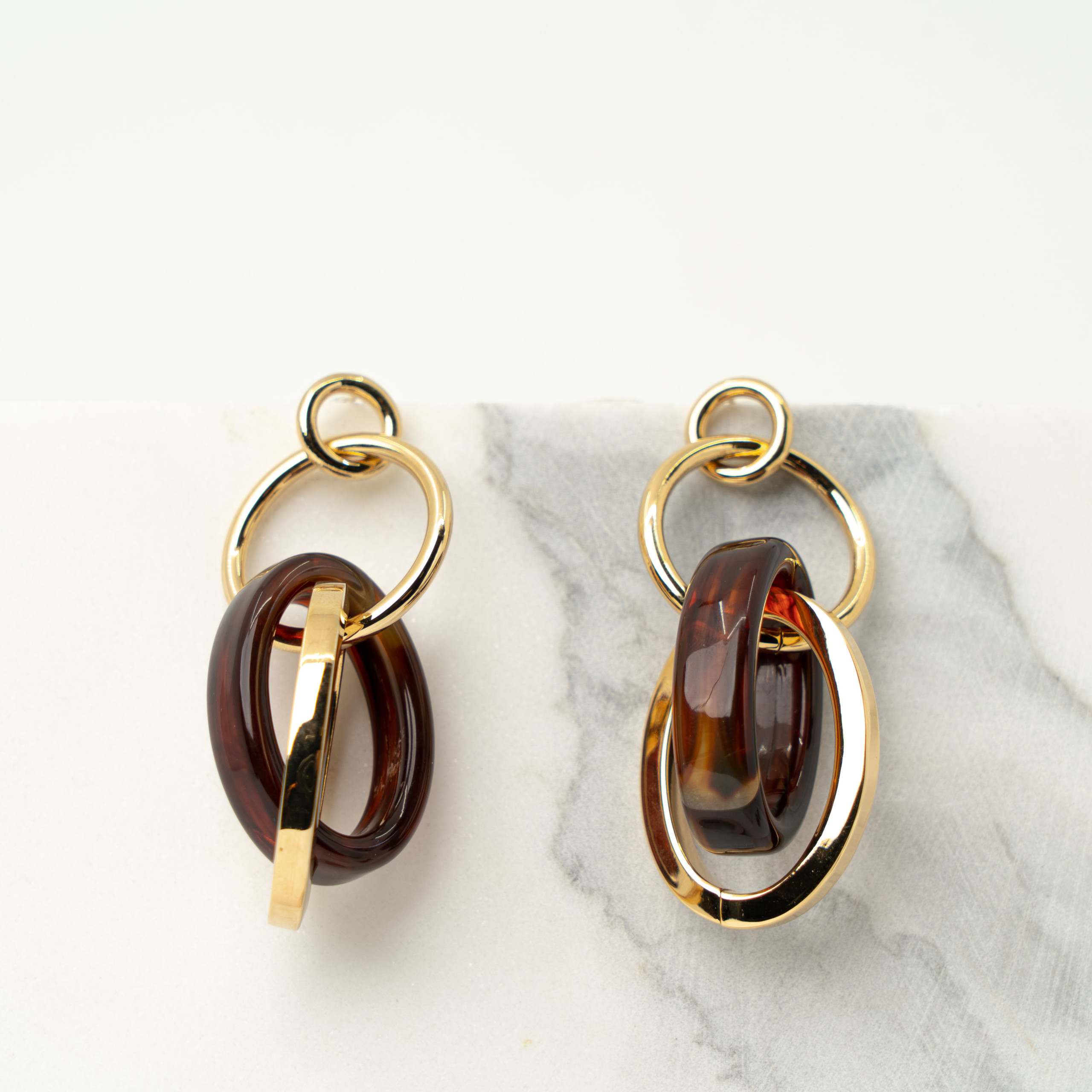 Allegra dark brown gold earrings