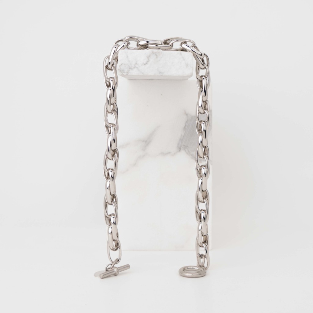 Cyan chain silver necklace