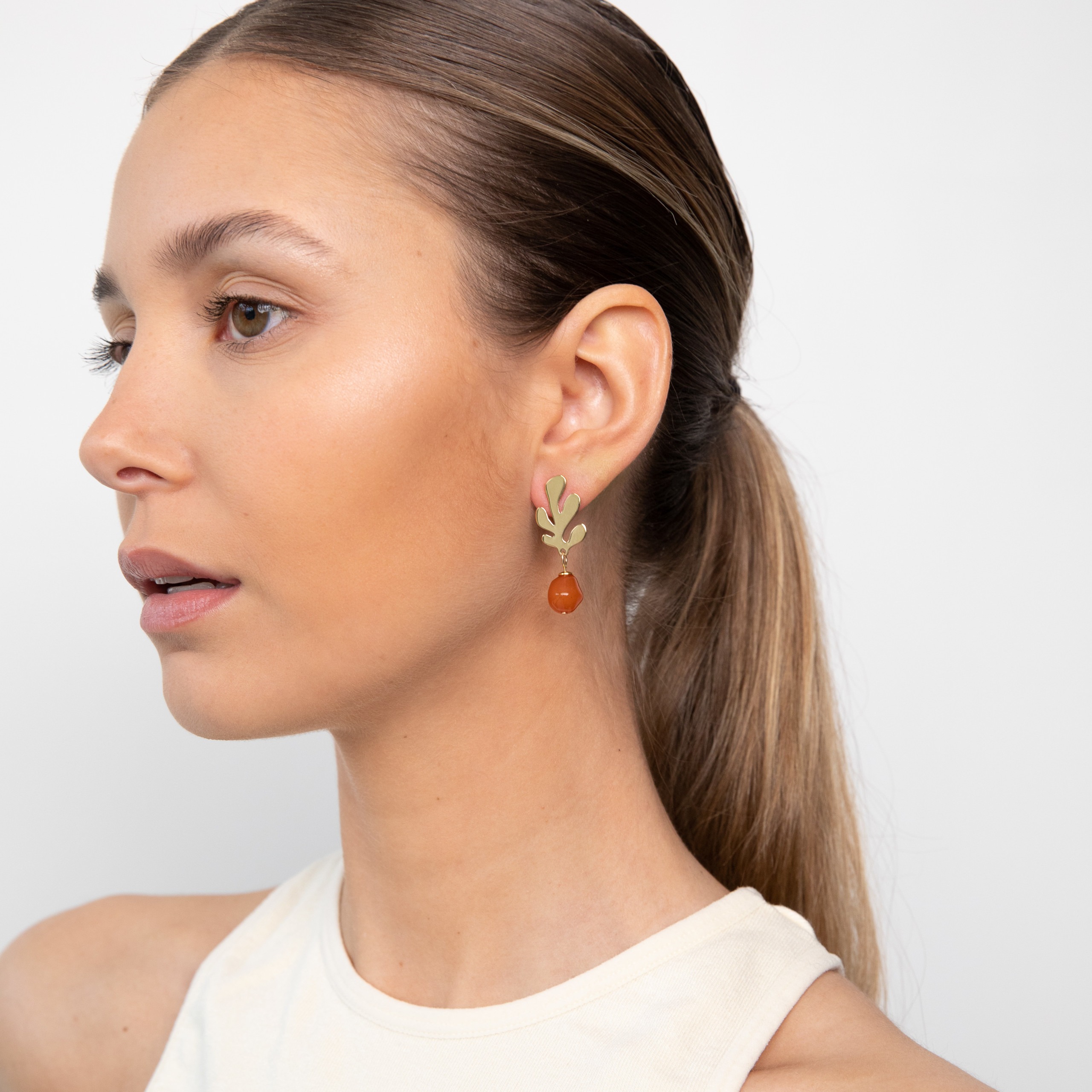 Coral mini terracota earrings