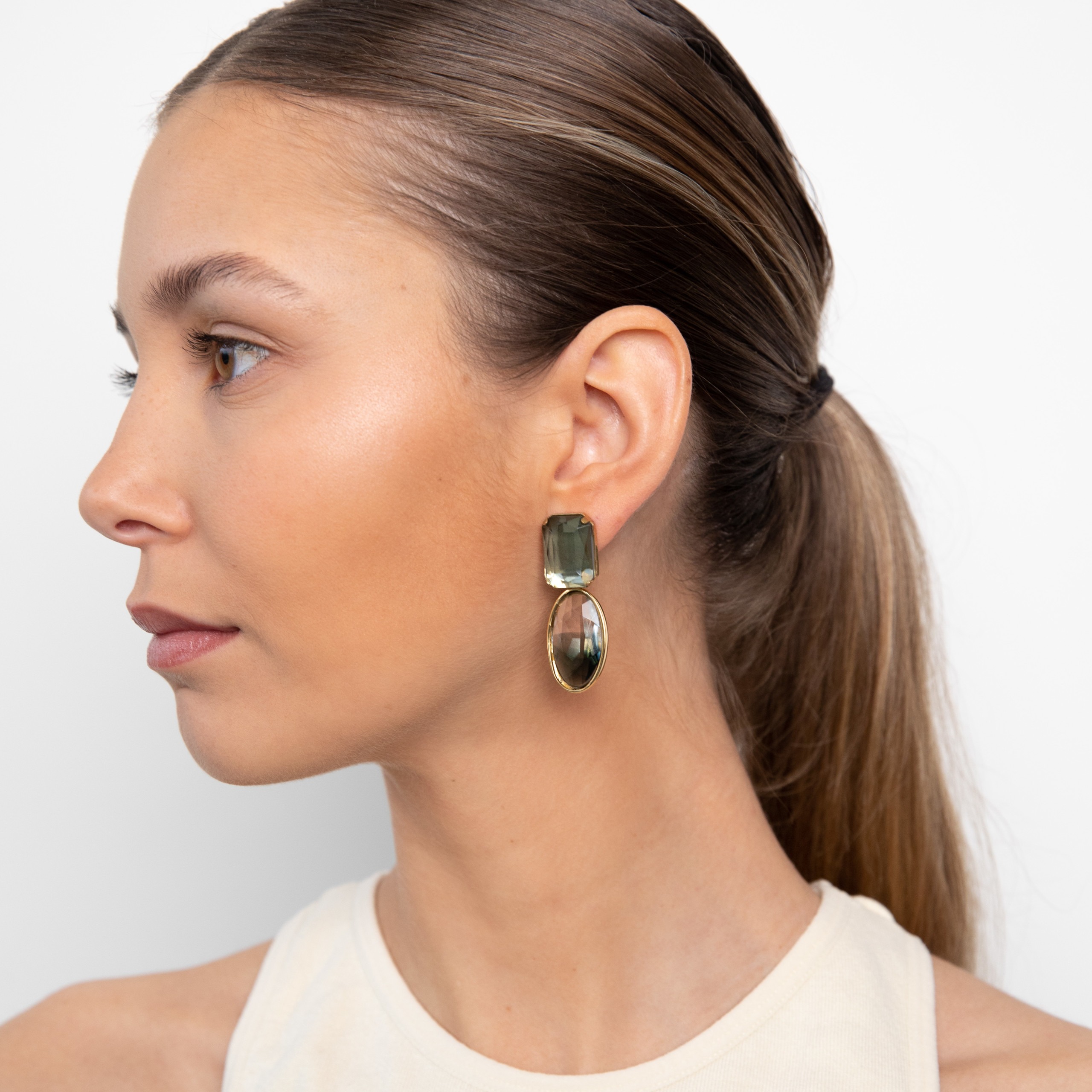 Gemstones anthracite earrings
