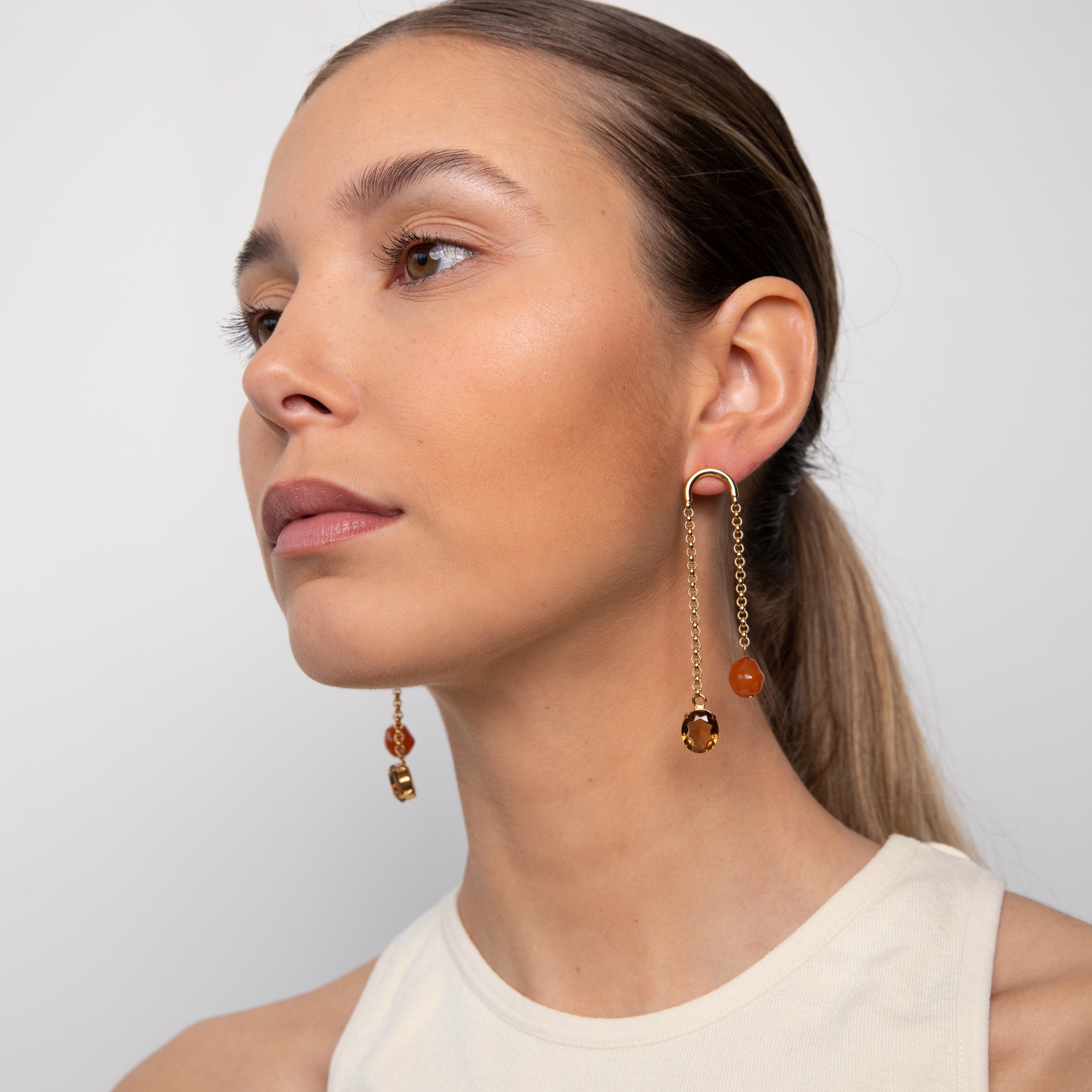 Nadine chain orange rust mix earrings