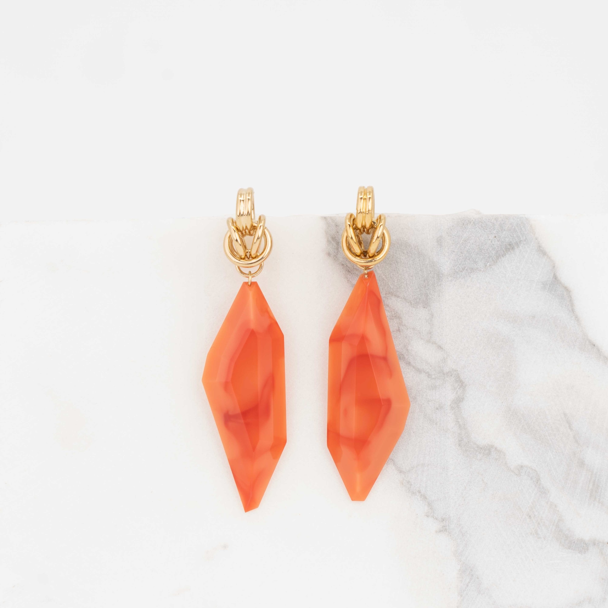 Vintage long coral stone earrings