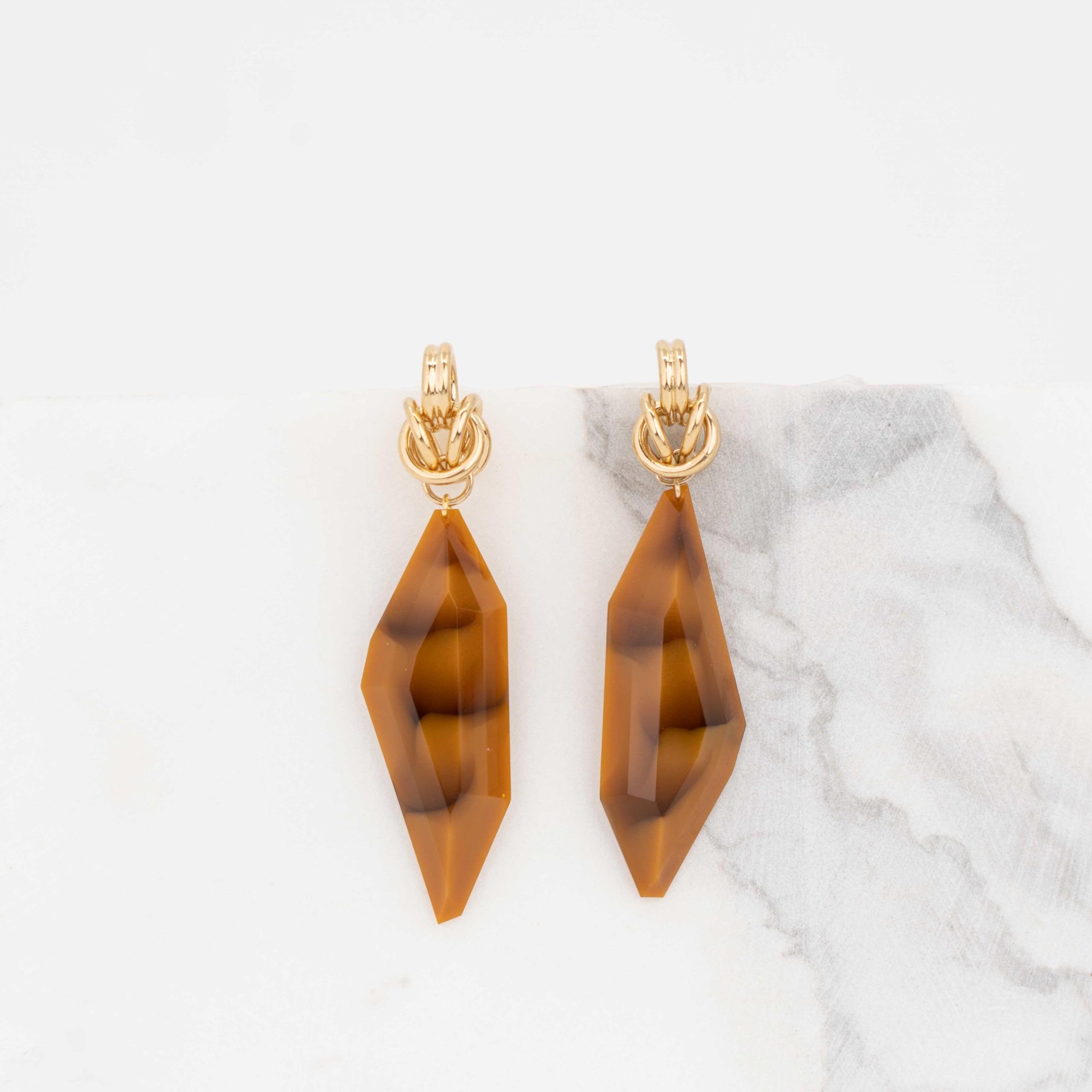 Vintage long caramel stone earrings