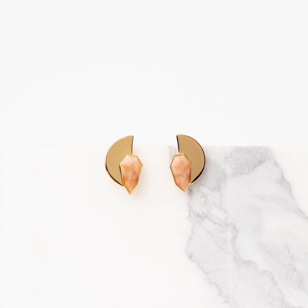 Vintage shortie roest stenen oorbellen