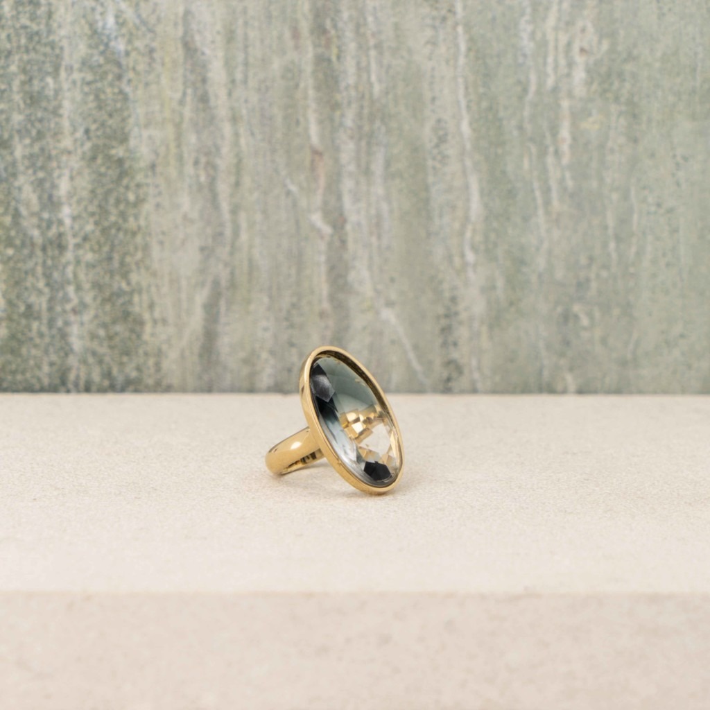 Ring anthracite edelsteen