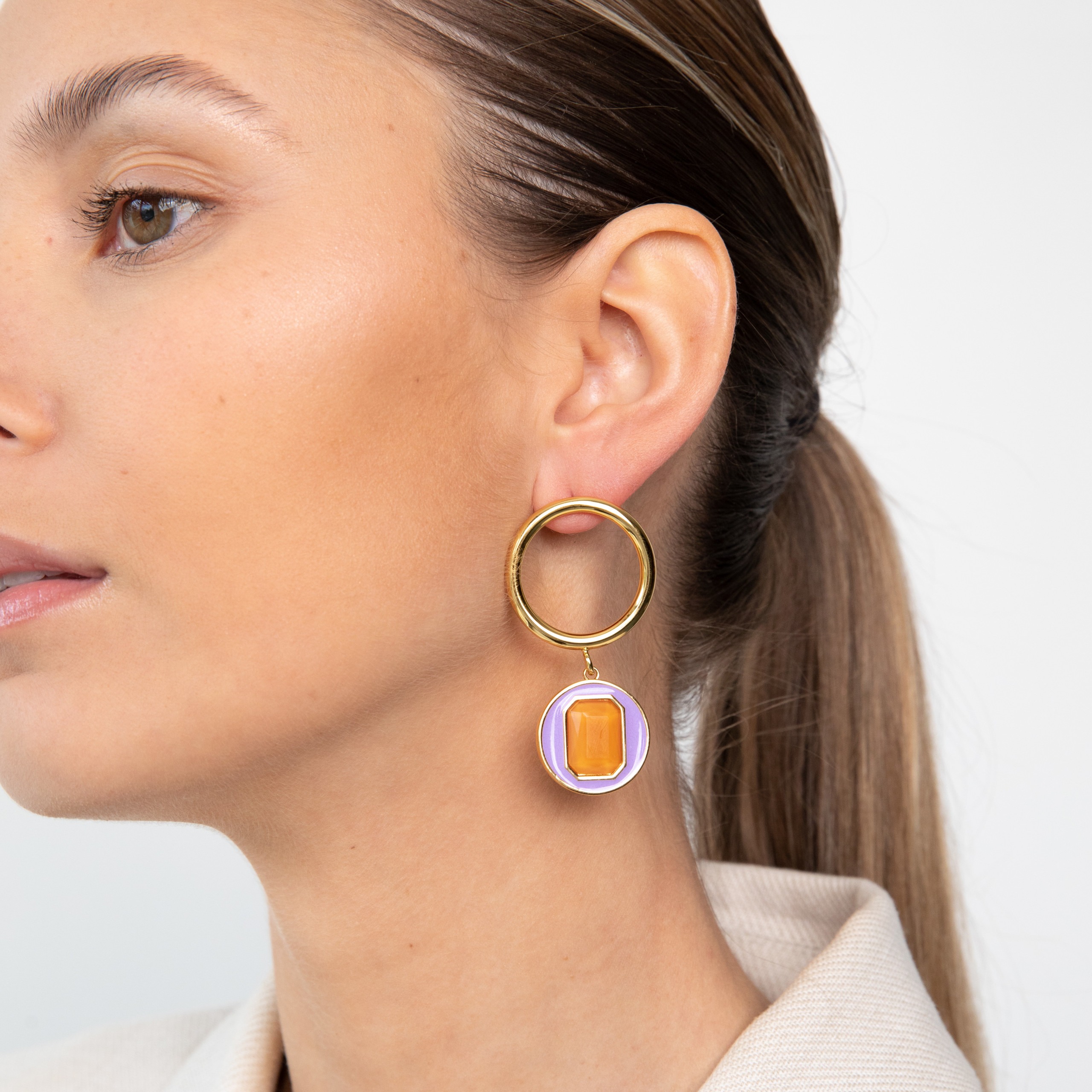 Circle Of Love Enamel Lilac earrings