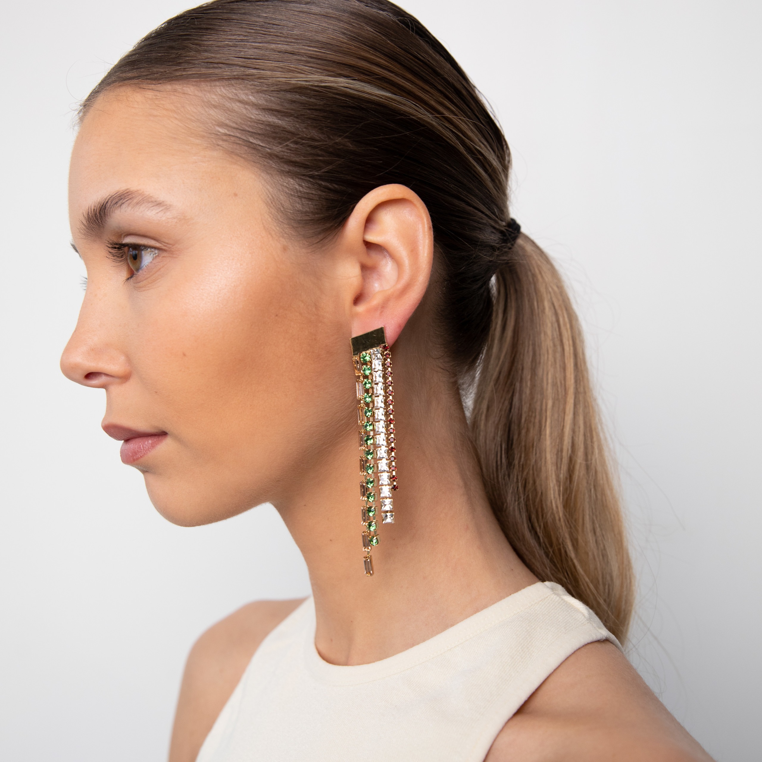 Lucy Strass Curtains Green Mix earrings
