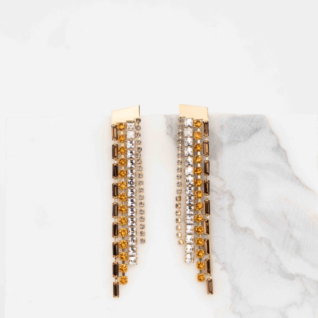 Lucy strass warme tinten oorbellen