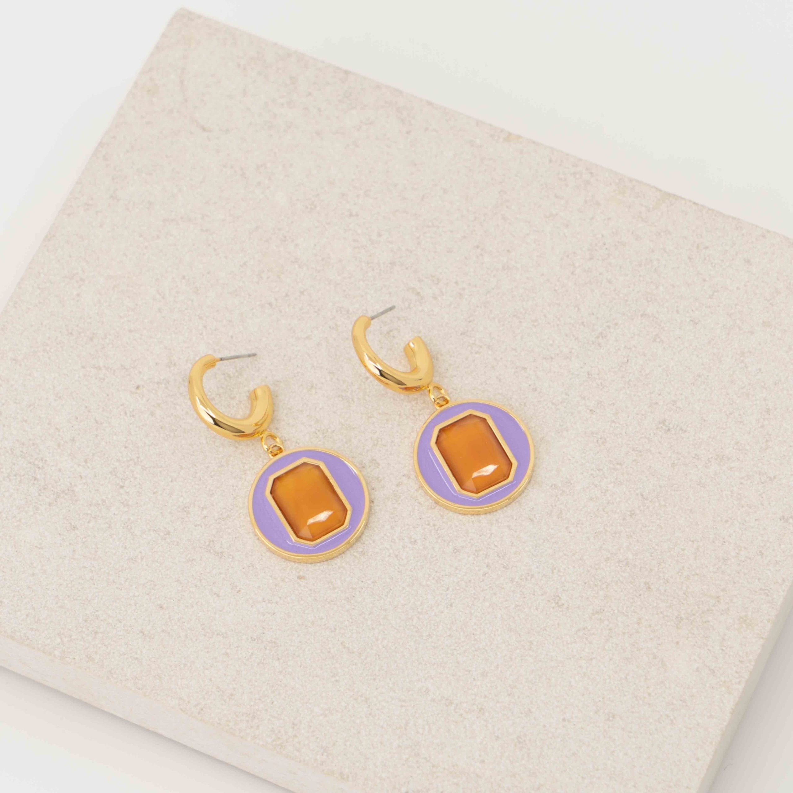 Mini Hoops Enamel Lilac earrings