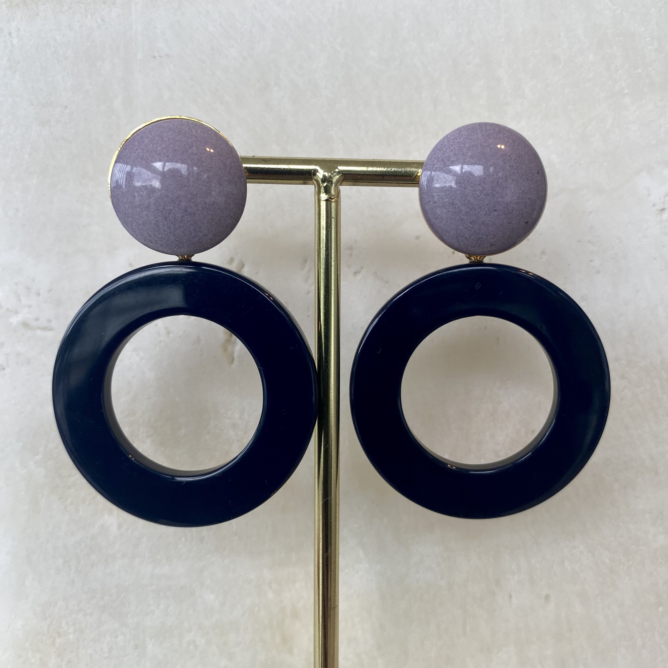 Double circle purple earring