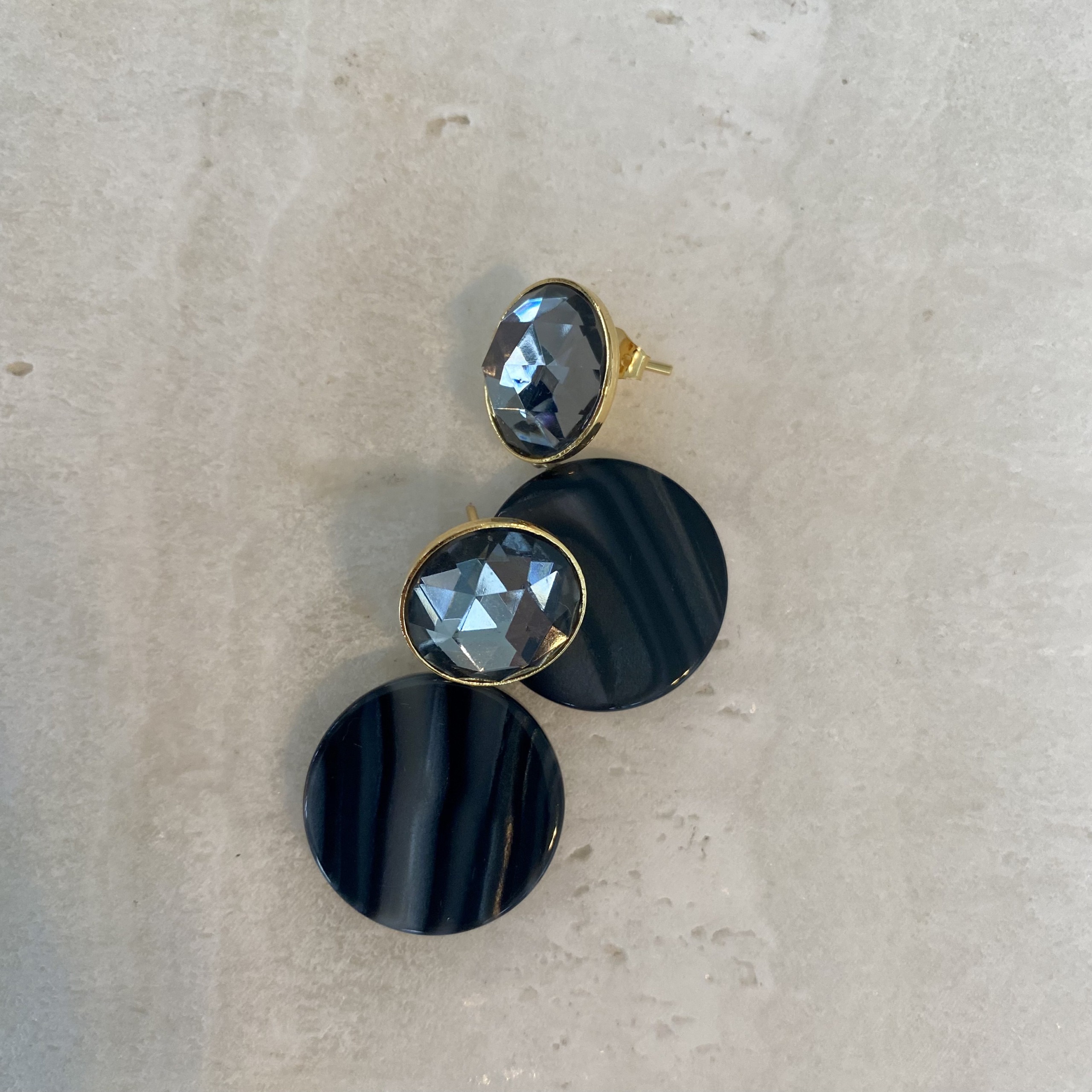 Circle earrings black/grey