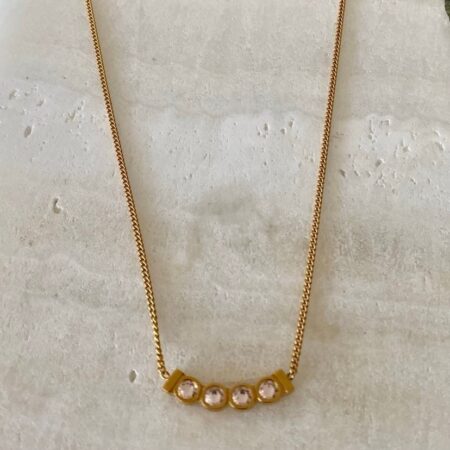 Gold necklace pink stones