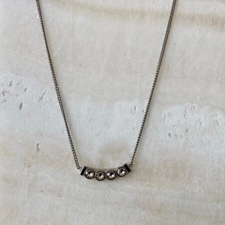 Silver necklace pink stones