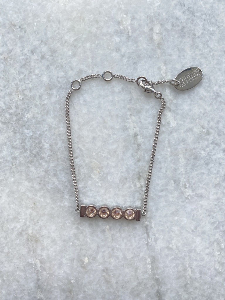 Silver bracelet soft pink stones