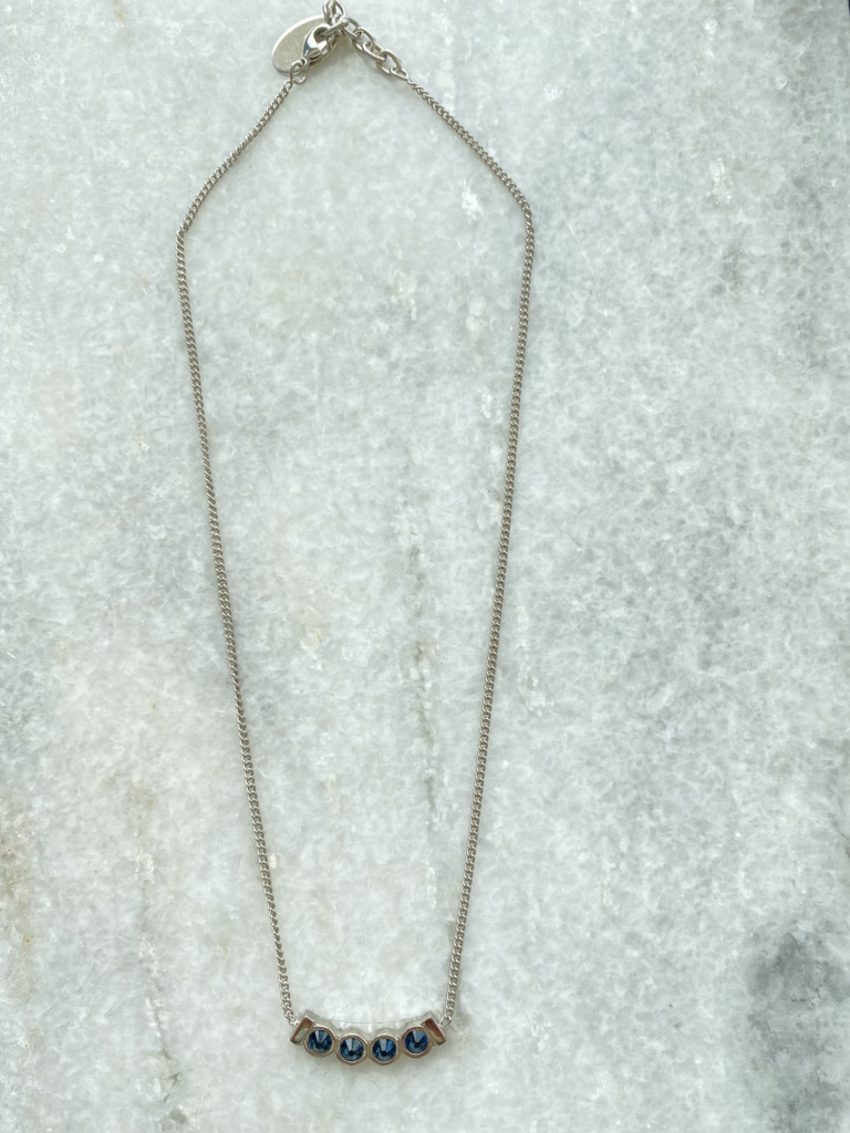 Silver necklace blue stones