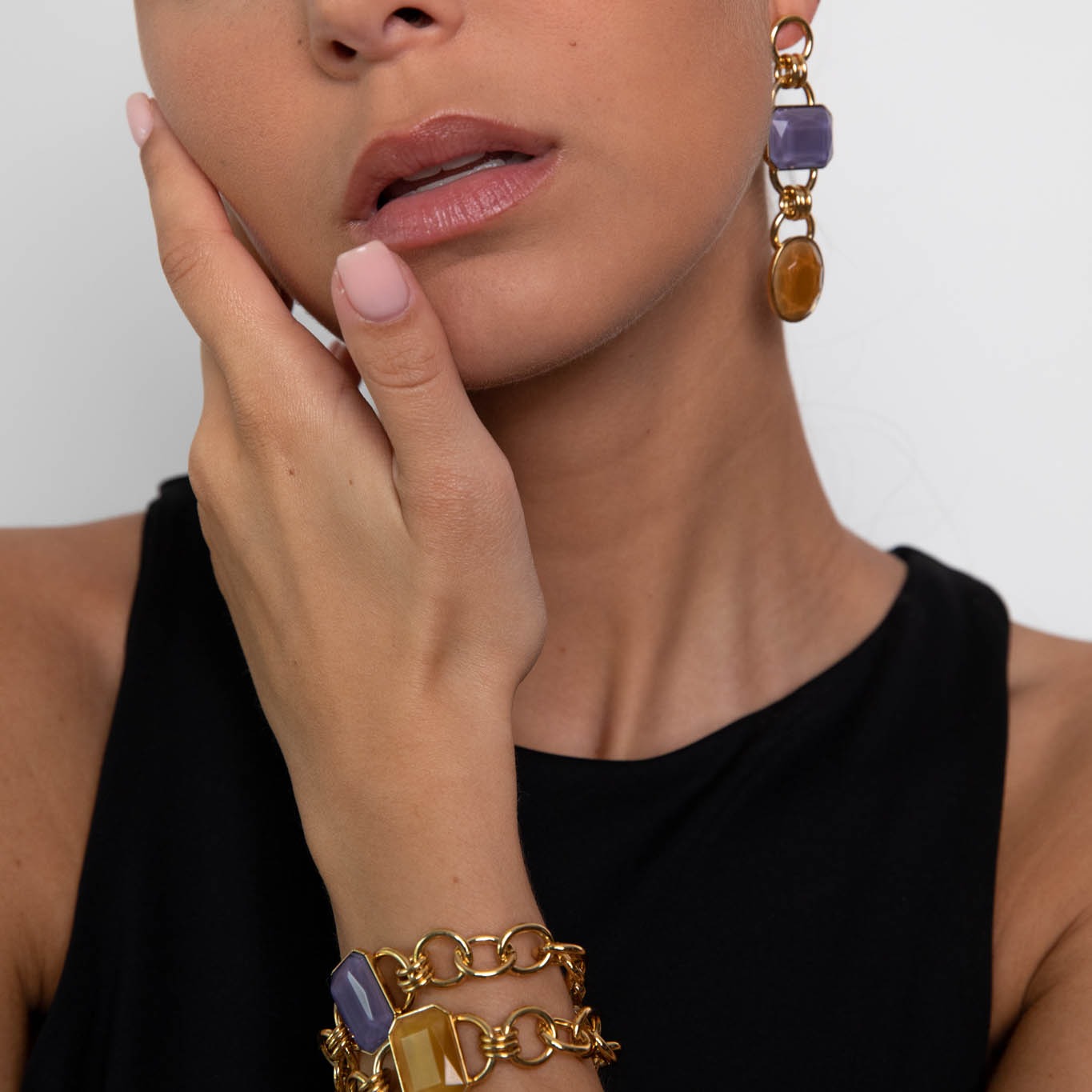 Tiffany lilac/brown long earrings