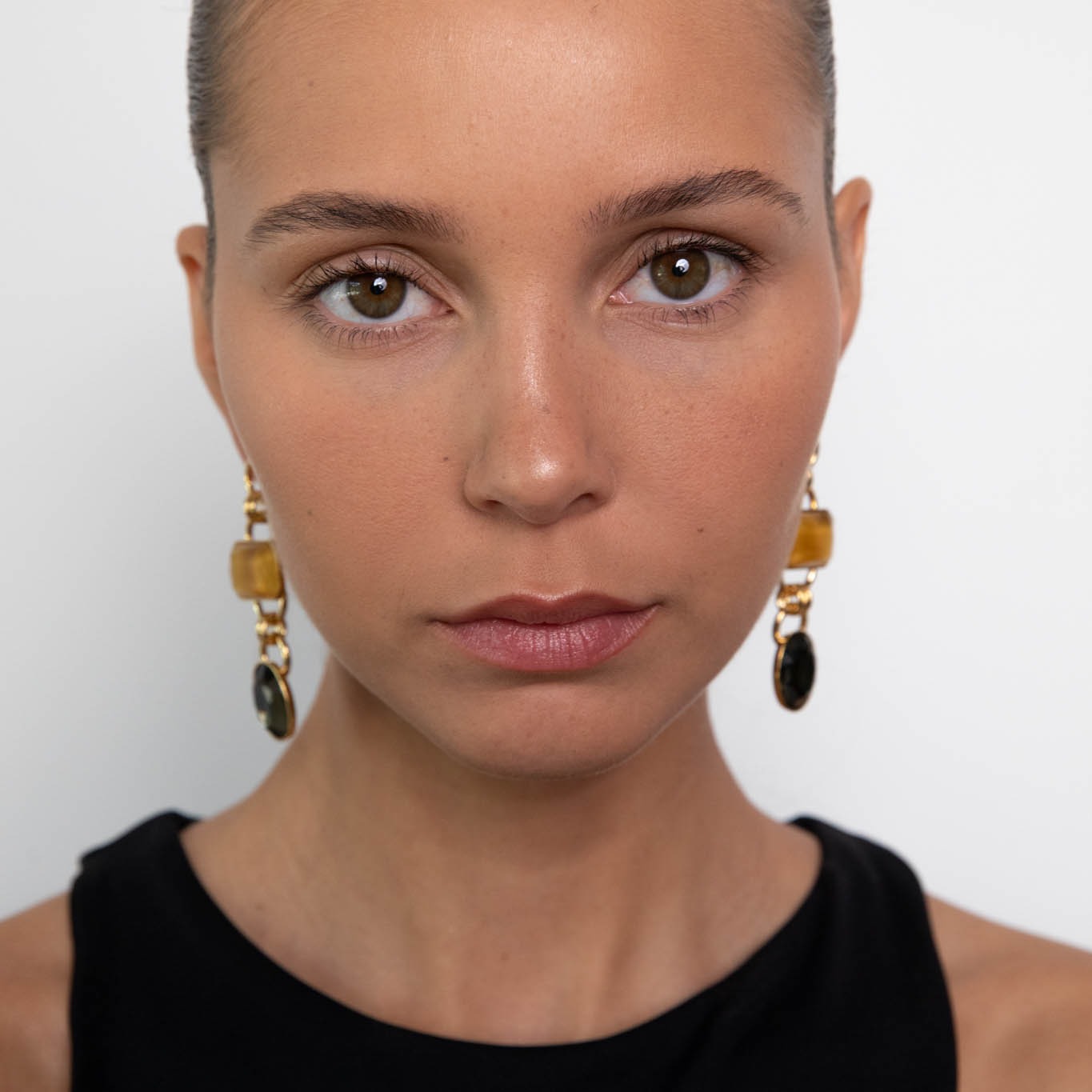 Tiffany ochre/anthracite long earrings